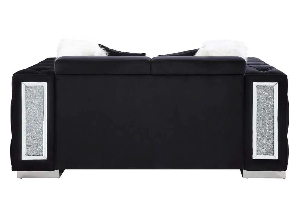 Trislar - Loveseat With 4 Pillows (Same 52526) - Black Velvet by Unique Piece Furniture