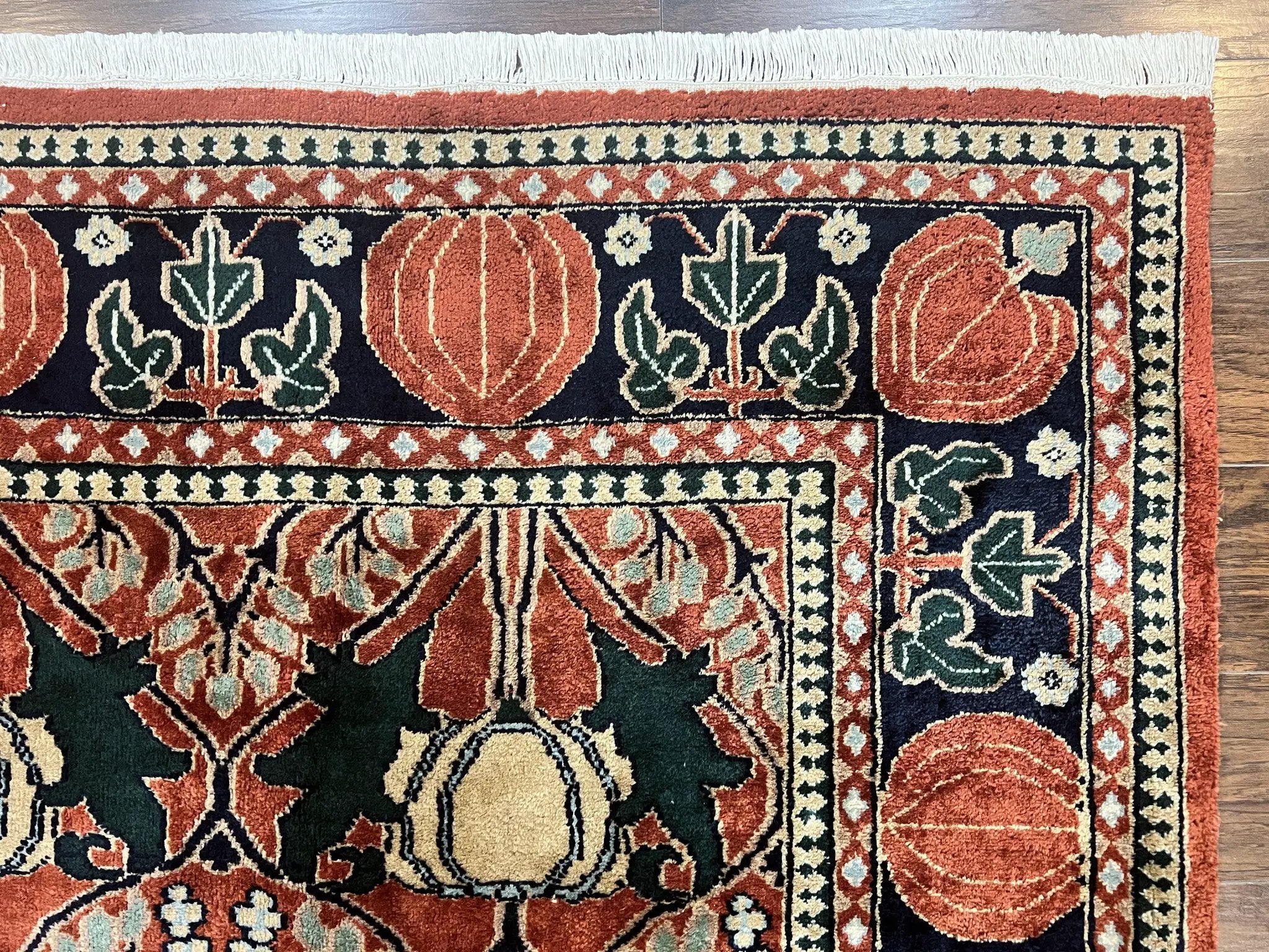 Indo Persian Bidjar Rug 8x10, Red and Black, Handmade Vintage Wool Carpet by Jewel Rugs