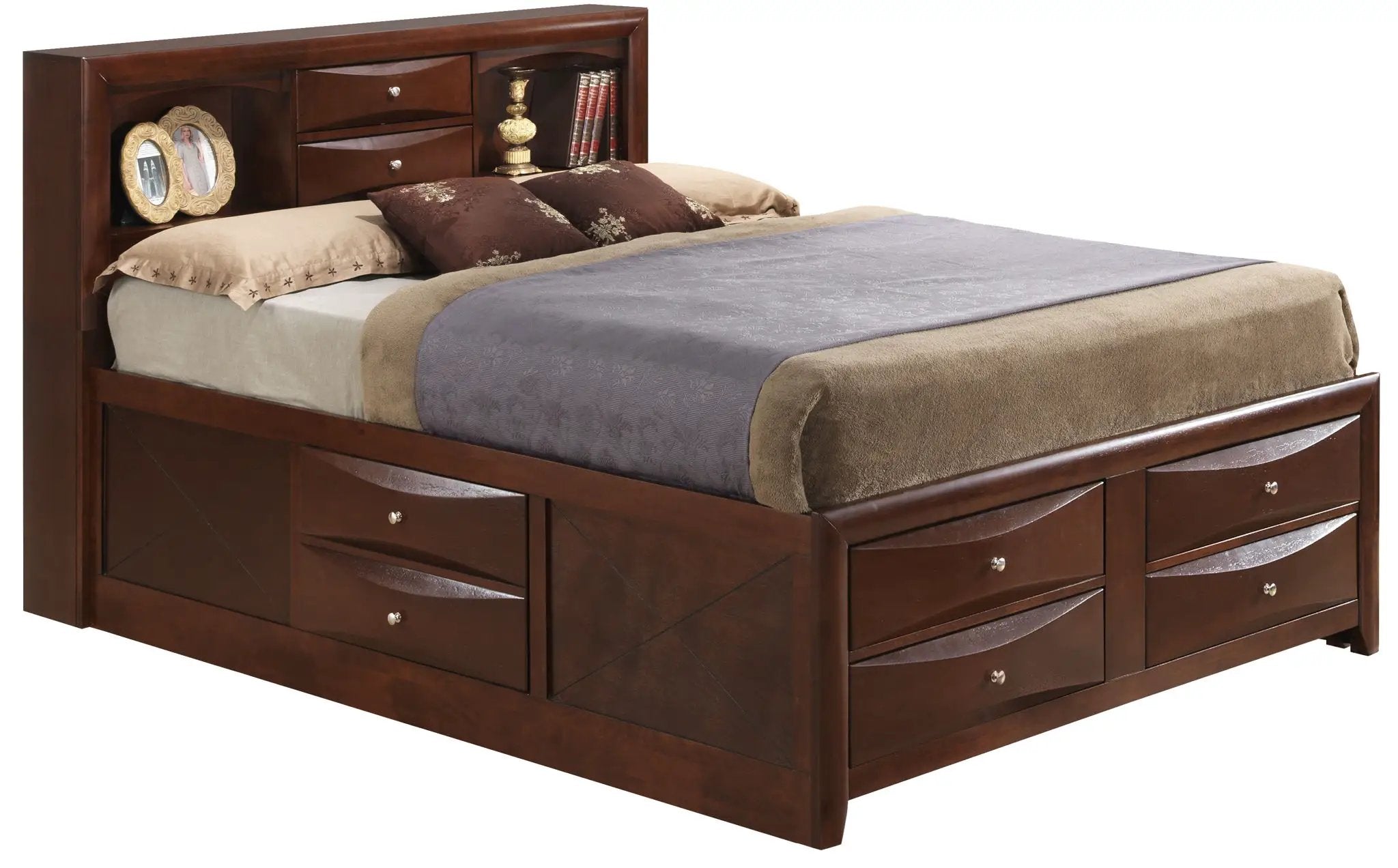 Modern Design Storage Bed With Bookcase Headboard by HouseOfZazla