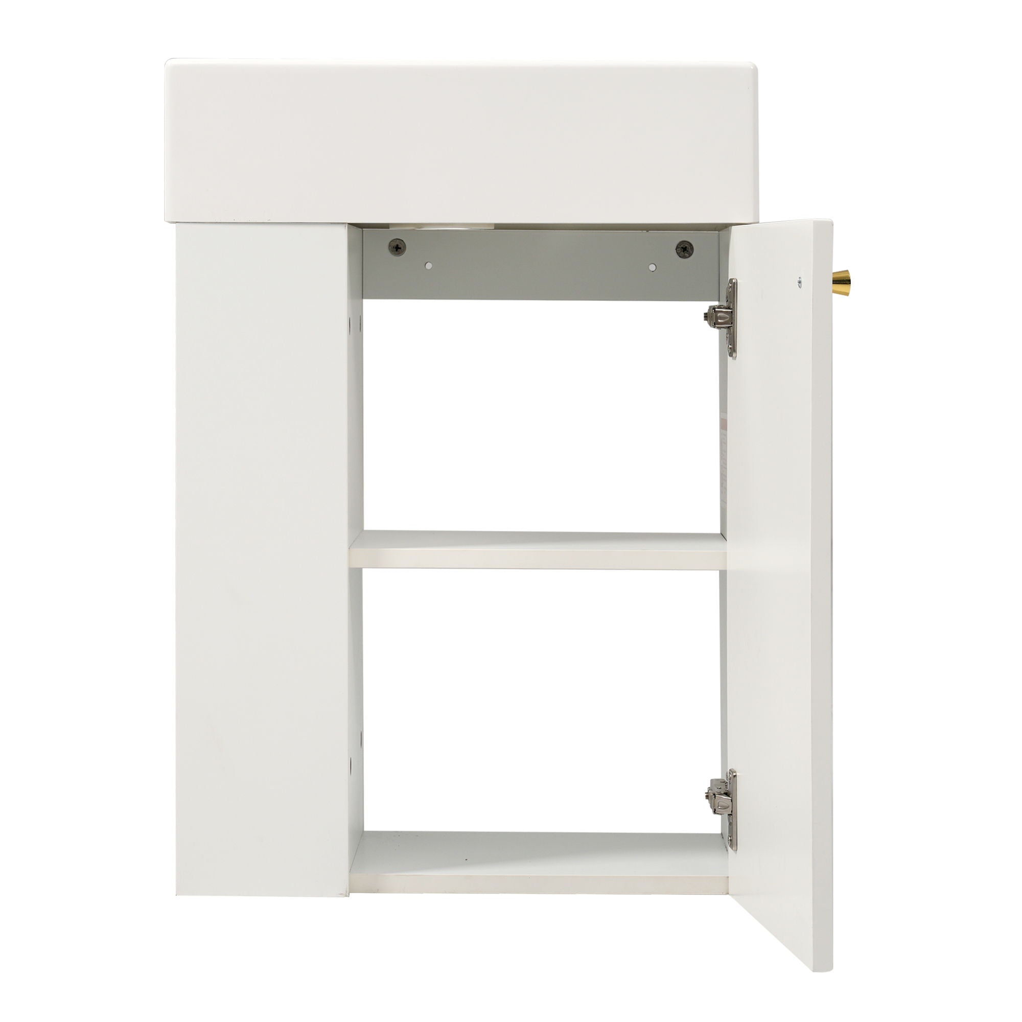 Floating Bathroom Vanity With Resin Basin, Left Side Storage - White by HouseOfZazla