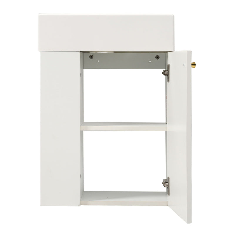 Floating Bathroom Vanity With Resin Basin, Left Side Storage - White by HouseOfZazla