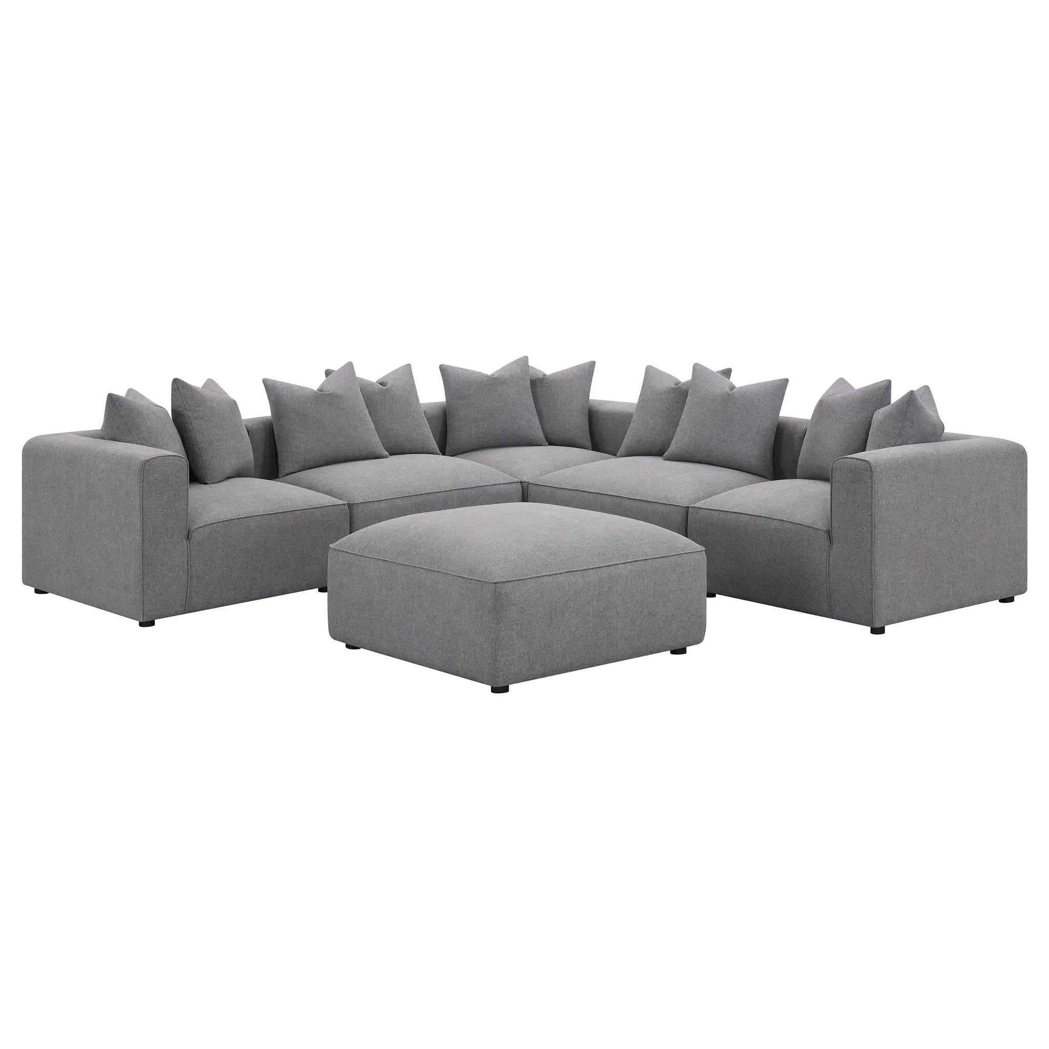 Jennifer Square Upholstered Ottoman Grey by Unique Piece Furniture