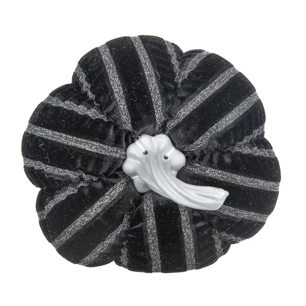 Set of 2, 7x7x7" Fabric Black Stripe Pumpkin Decor by HouseOfZazla