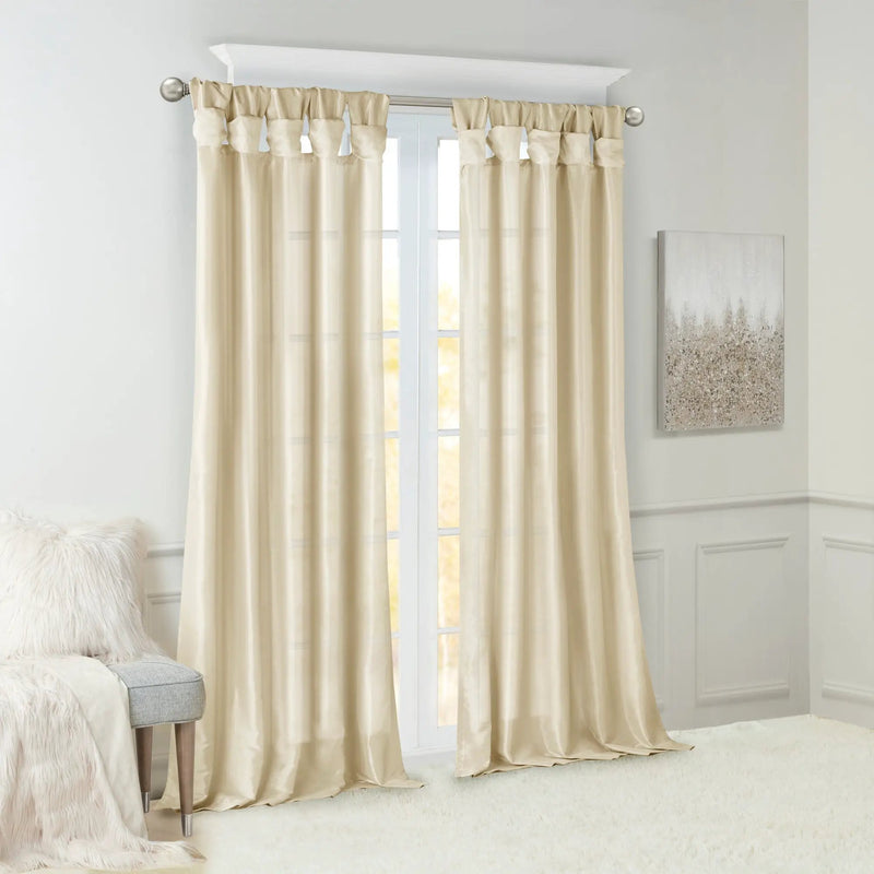 Twist Tab Lined Window Curtain Panel Champagne 50x95 by HouseOfZazla