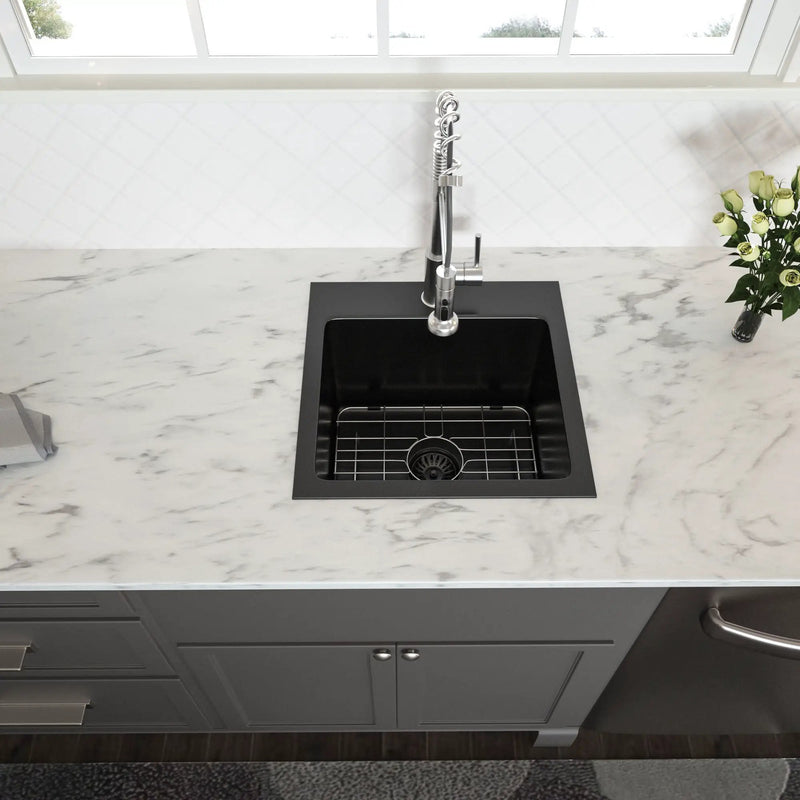 Topmount 16G Stainless Steel Kitchen Sink Deep Single Bowl - Gunmetal Black by HouseOfZazla