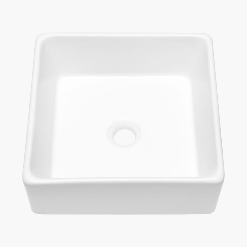 Elegant European Style Ceramic Square Vessel Bathroom Sink - White by HouseOfZazla