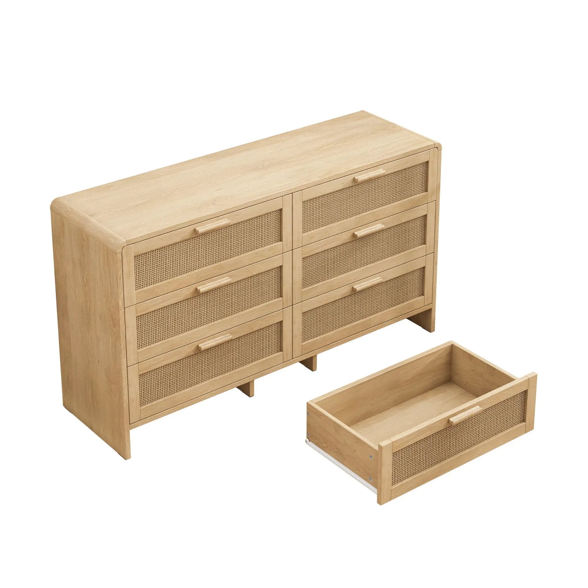 Modern Arc Shaped Corner Rattan Cabinet With 6 Drawers by HouseOfZazla