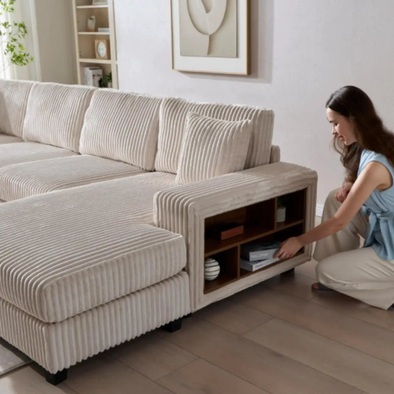 Convertible Sectional Sofa, Sleeper Oversized Living Room Lounge by Unique Piece Furniture