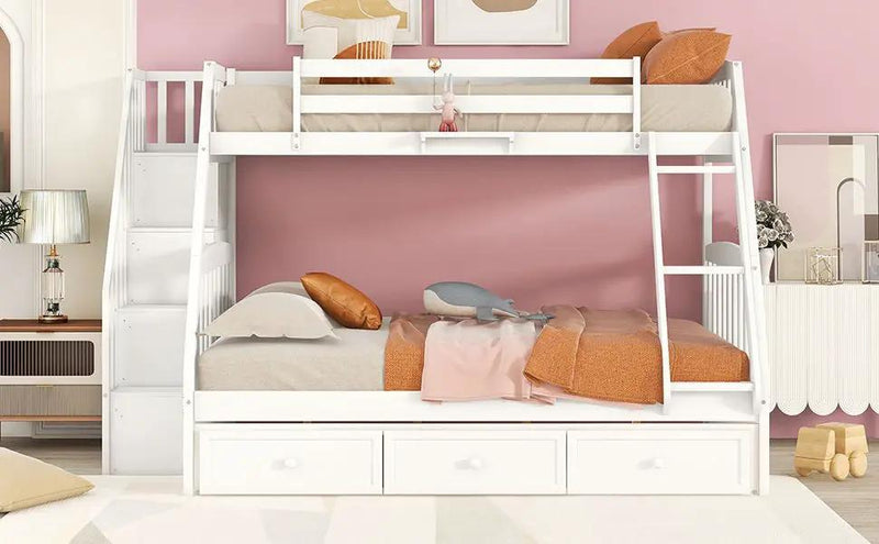 Bunk Bed With Drawers, Ladder And Storage Staircase by HouseOfZazla