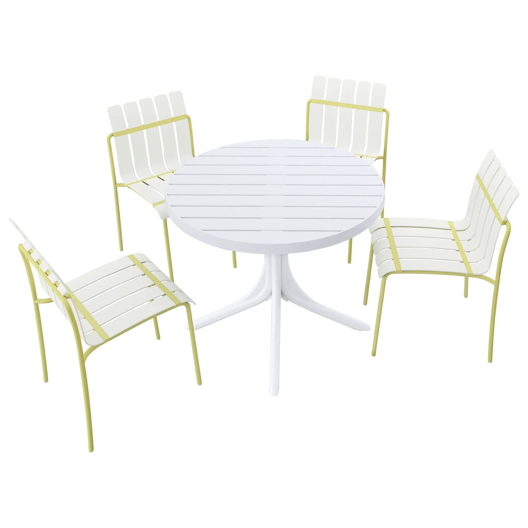 4 Piece Set Of Modern Color Block Designed Single Chairs With Round Table by HouseOfZazla