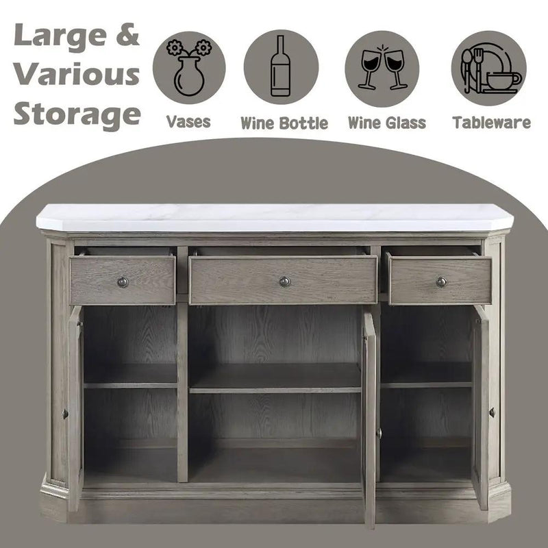 Zumala - Server - Marble Top & Weathered Oak by Unique Piece Furniture