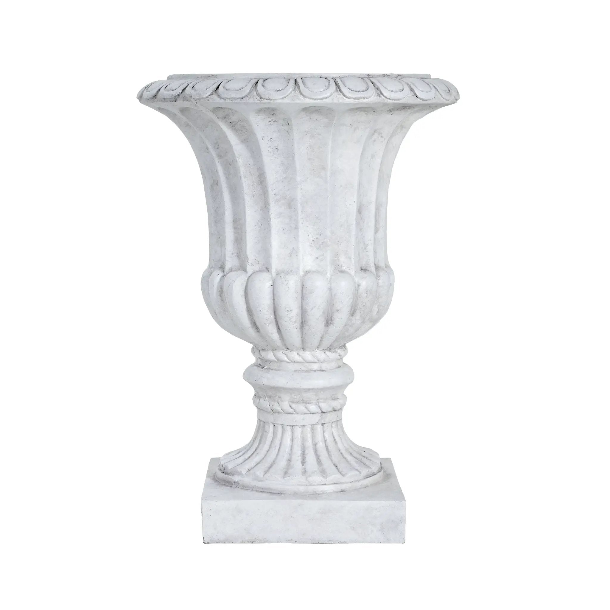 Outdoor Garden Urn Planter, Antique White by HouseOfZazla