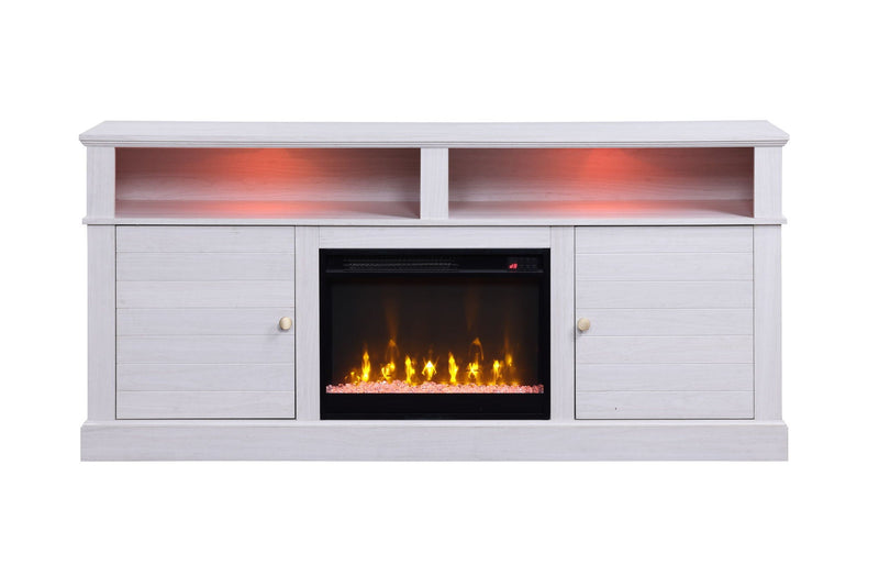 Terra - TV Stand Console With Fireplace - White Walnut by HouseOfZazla