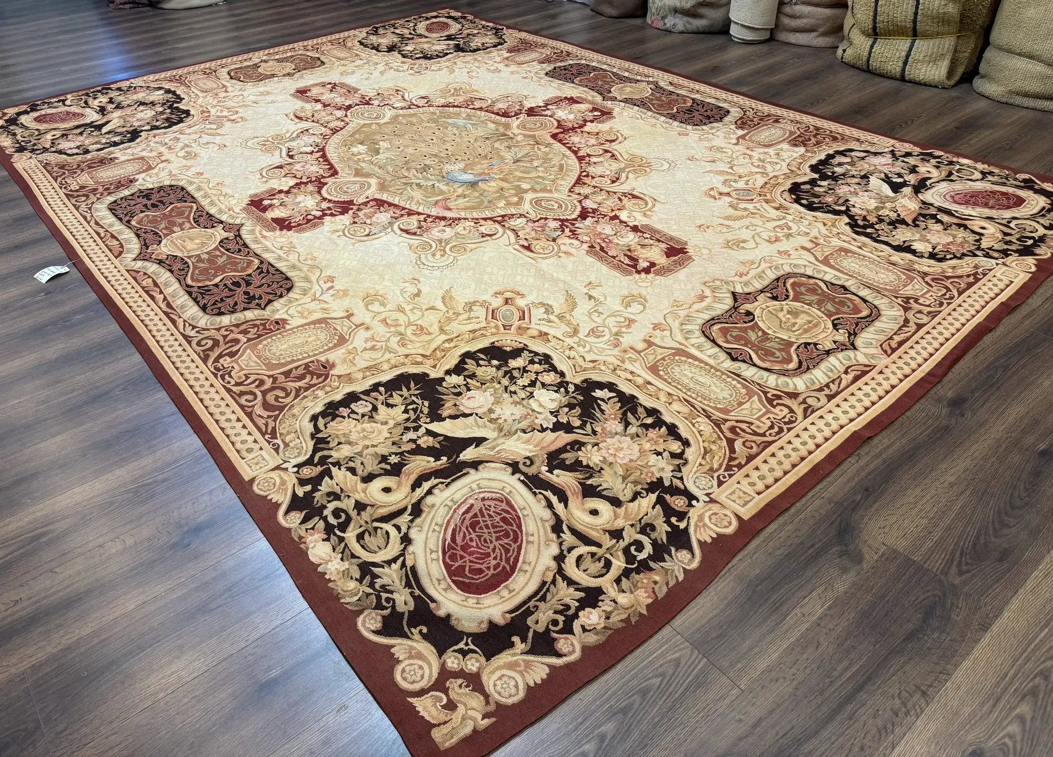 French Aubusson Rug 9x12 - European Design Flatweave Carpet by Jewel Rugs