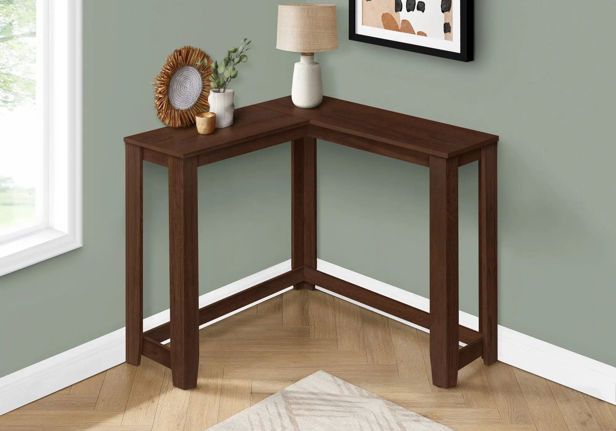 Corner Accent Console Table For Entryway, Contemporary & Modern - Cherry by HouseOfZazla