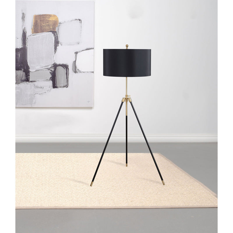 Tripod Drum Shade Floor Lamp With Rotary Switch - Black by HouseOfZazla
