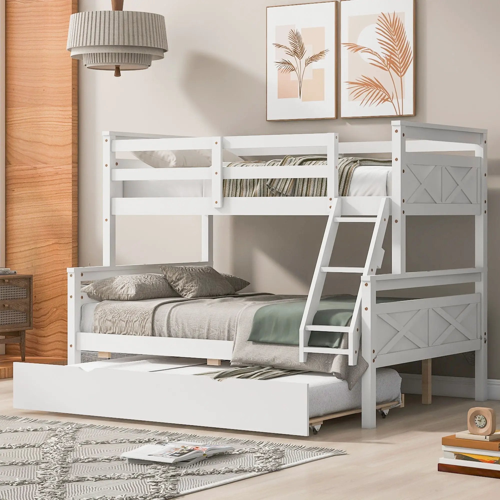Bunk Bed With Ladder And Safety Guardrail by Unique Piece Furniture