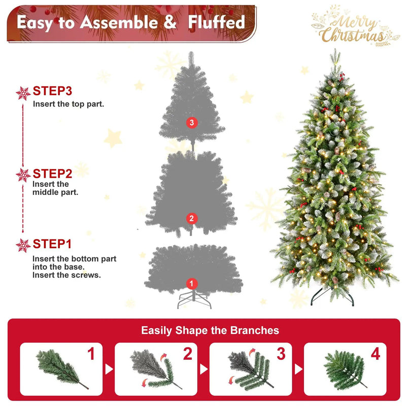 6ft Pre-Lit Artificial Christmas Tree with 380 Warm White LED Lights by HouseOfZazla