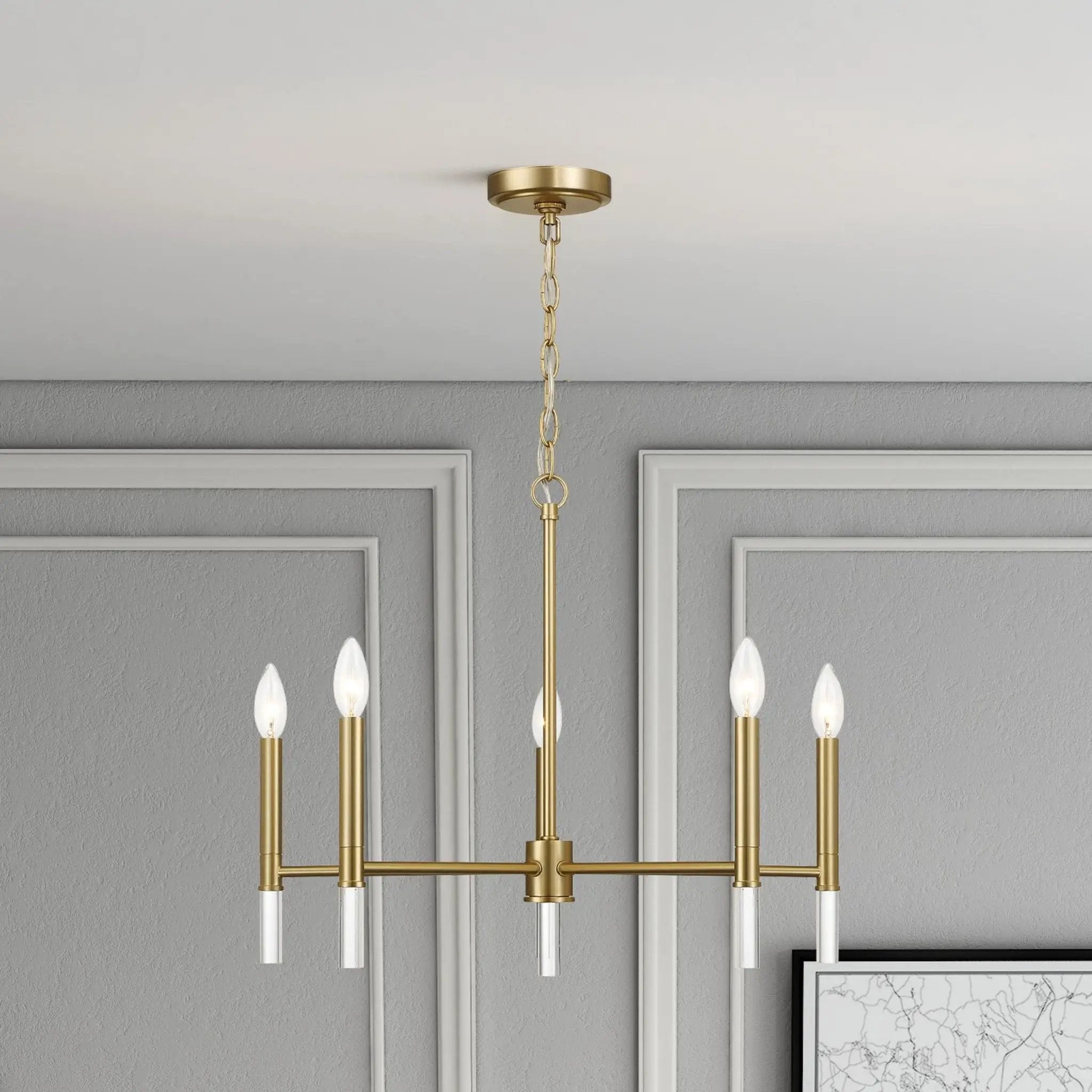 Courtyard - 5 Light Candle Chandelier - Clear / Gold by Unique Piece Furniture