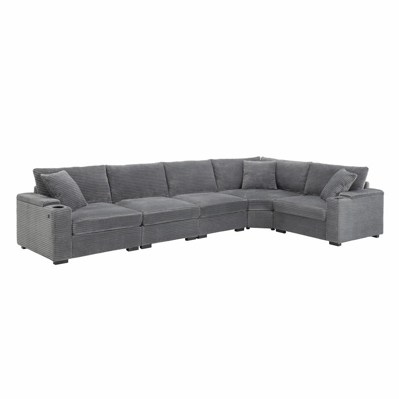 Convertible L Shaped Sectional Corner Couch With Armrest Storage Cup Holders USB Charger, Irregular Corner Oversized Comfy Modular Sofa by HouseOfZazla