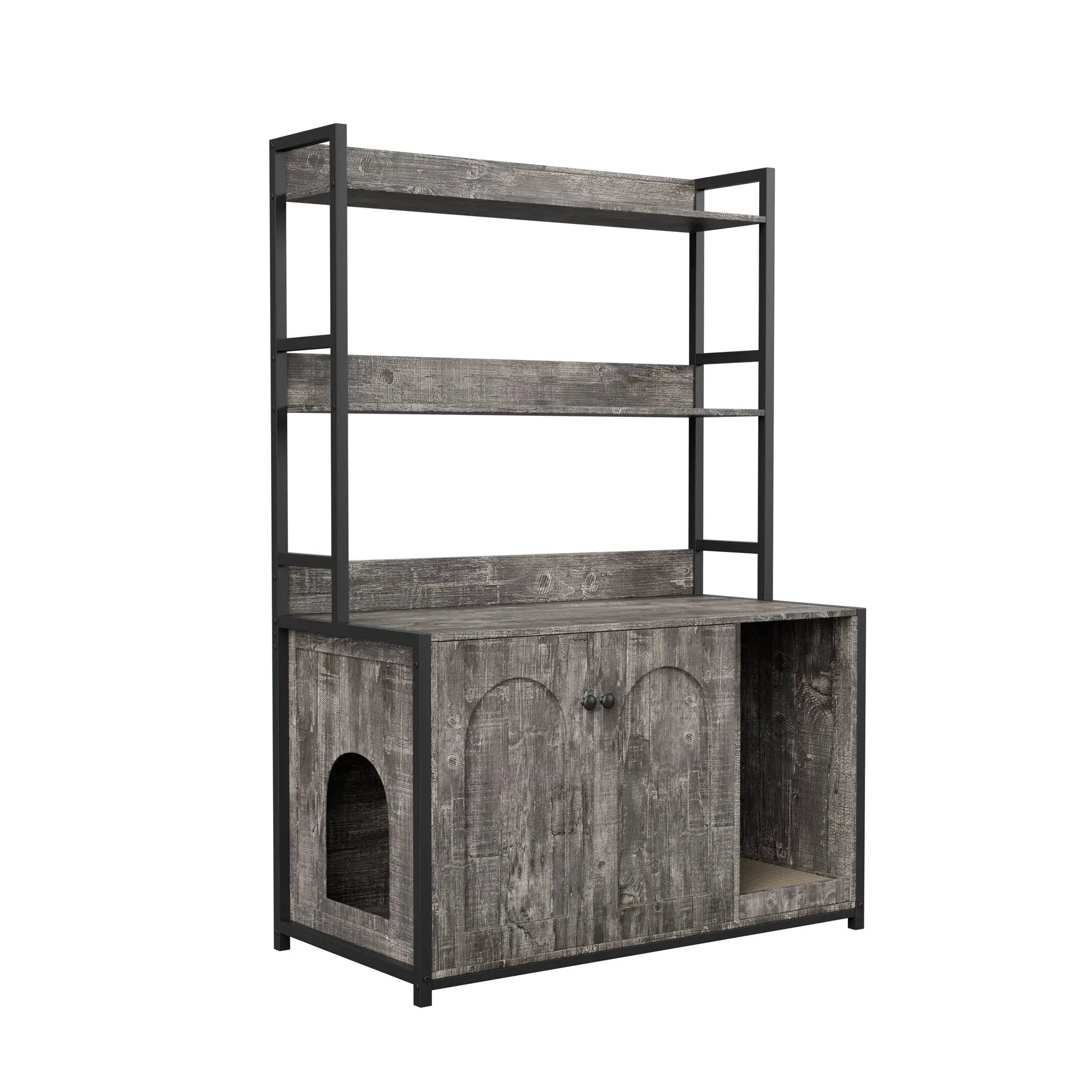 Large Cat Litter Box Enclosure With Shelf Storage by HouseOfZazla