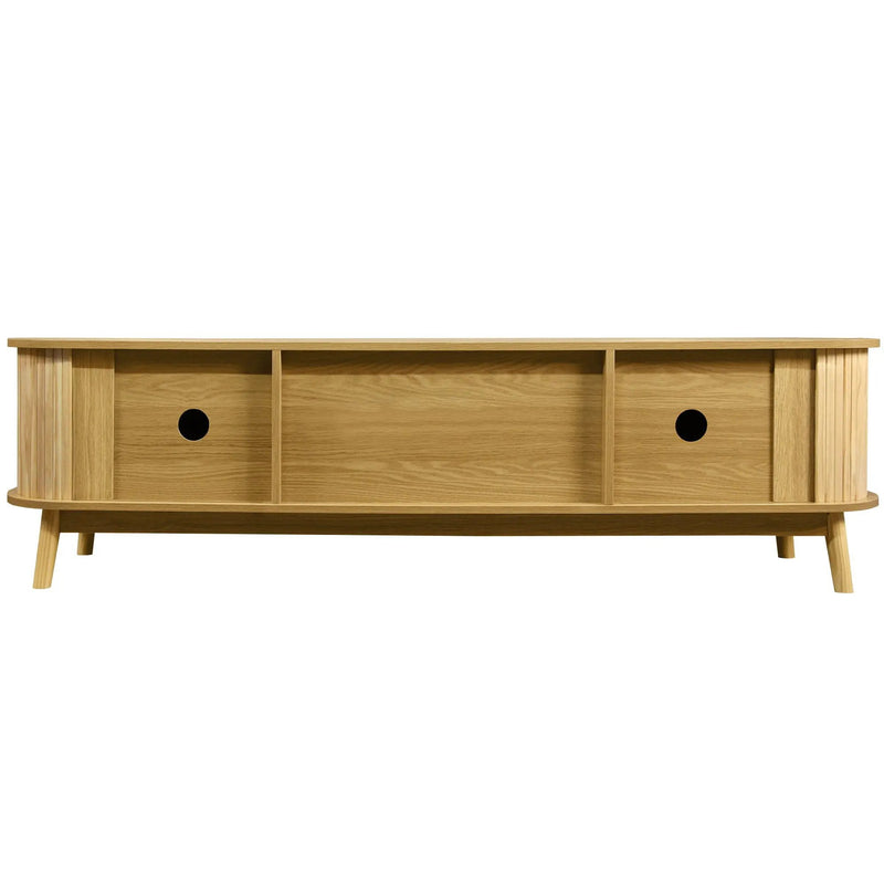 Rattan TV Stand For Tvs Up To 75'', Modern Farmhouse Media Console, Entertainment Center With Legs, TV Cabinet For Living Room, Home Theatre - Natural Wood by HouseOfZazla