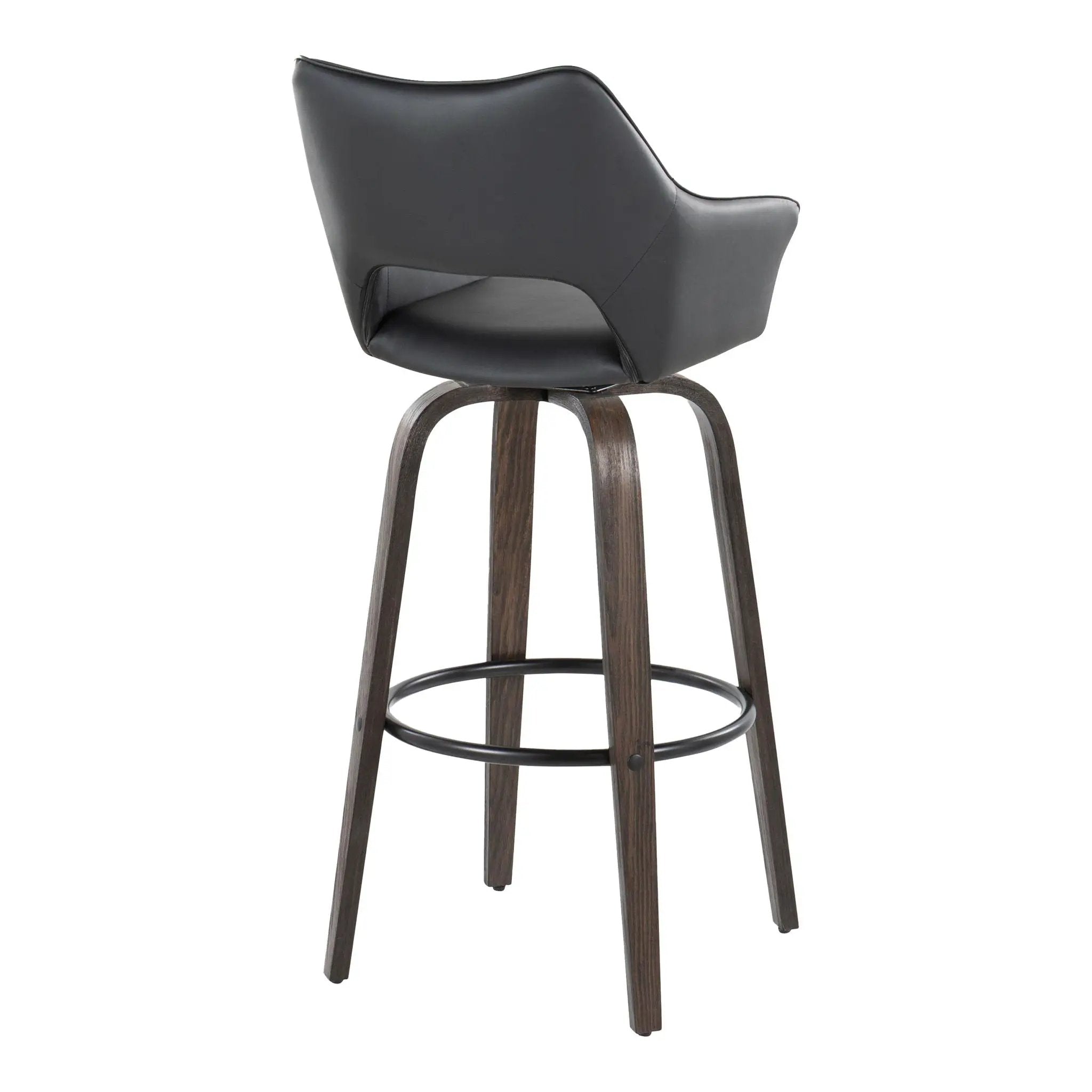 Mustang - Contemporary Fixed Height Barstool With Swivel With Round Footrest (Set of 2) by Unique Piece Furniture