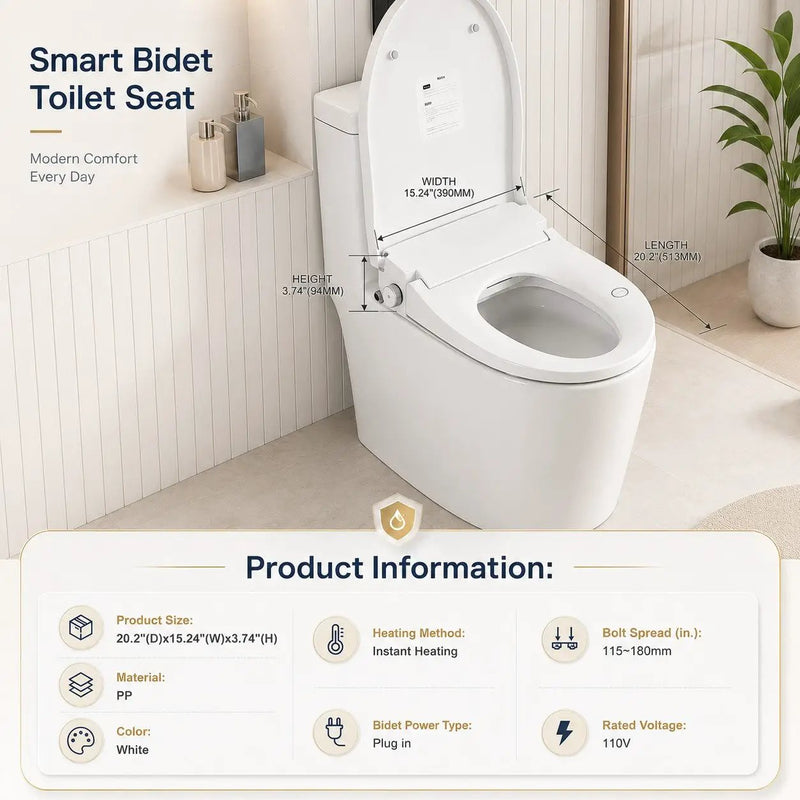Smart Bidet Toilet Seat with Side Knob Adjustable Heated Seat by HouseOfZazla