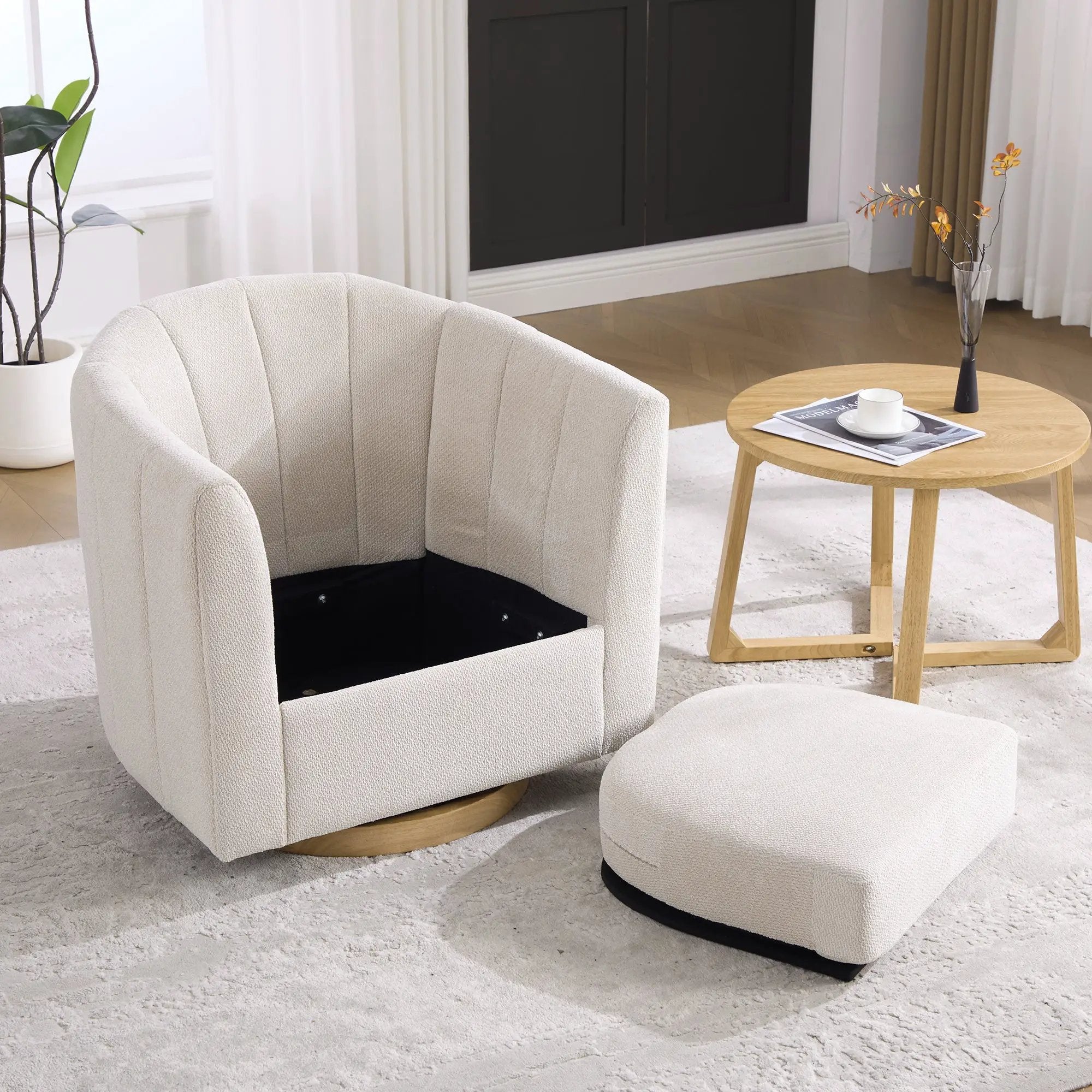 Upholstered Chenille Swivel Barrel Chair by HouseOfZazla