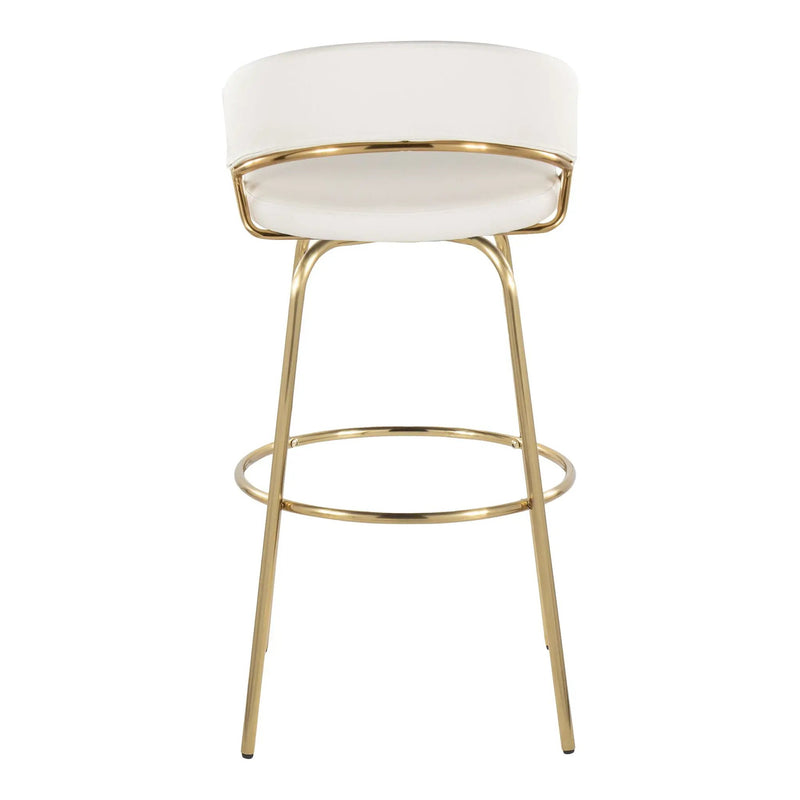 Jie - Fixed Height Contemporary Barstool With Swivel With Round Footrest (Set of 2) by HouseOfZazla