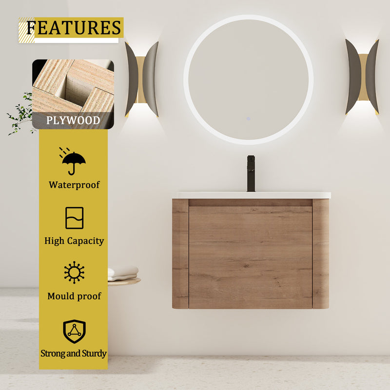 28'' Wall-Mounted Bathroom Vanity with Ceramic Sink by HouseOfZazla