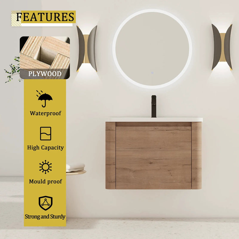 52" Wall-Mounted Bathroom Vanity with Ceramic Sink by HouseOfZazla