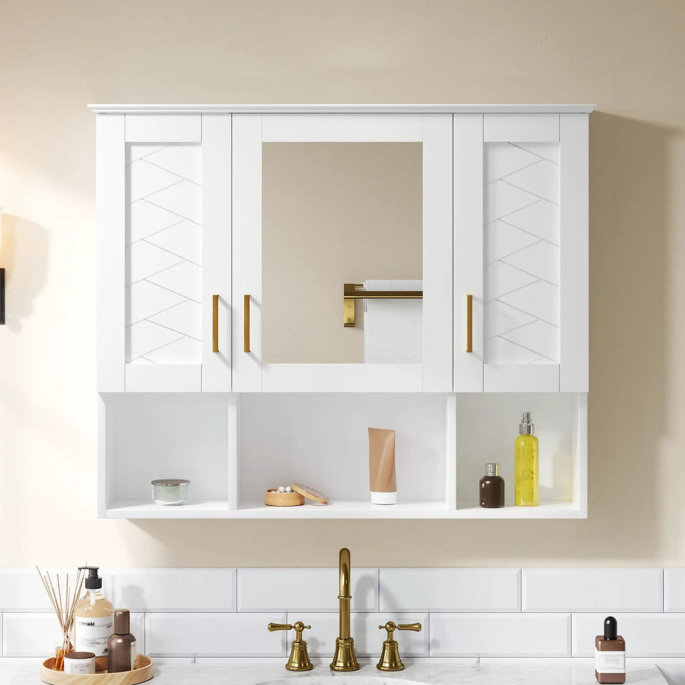 Modern Wall Mounted Medicine Cabinet with Adjustable Shelves and Soft Close Doors by HouseOfZazla