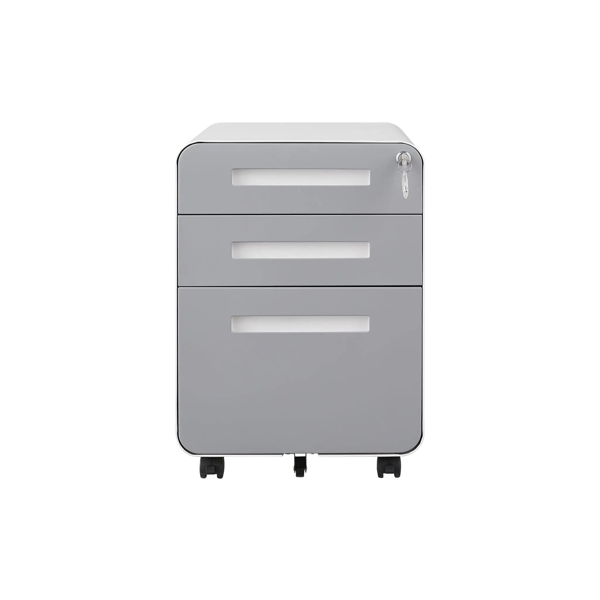 3 Drawer Mobile File Cabinet Under Desk Office, Simple Style Versatile Storage Cabinet For Legal / Letter / A4 Files, 5 Wheel Design Anti-Tilting Cold Rolled Steel Waterproof Moisture-Proof by HouseOfZazla