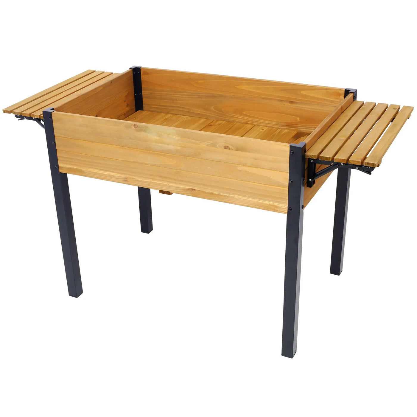Raised Garden Bed With Metal Legs And Folding Storage Shelf by Unique Piece Furniture
