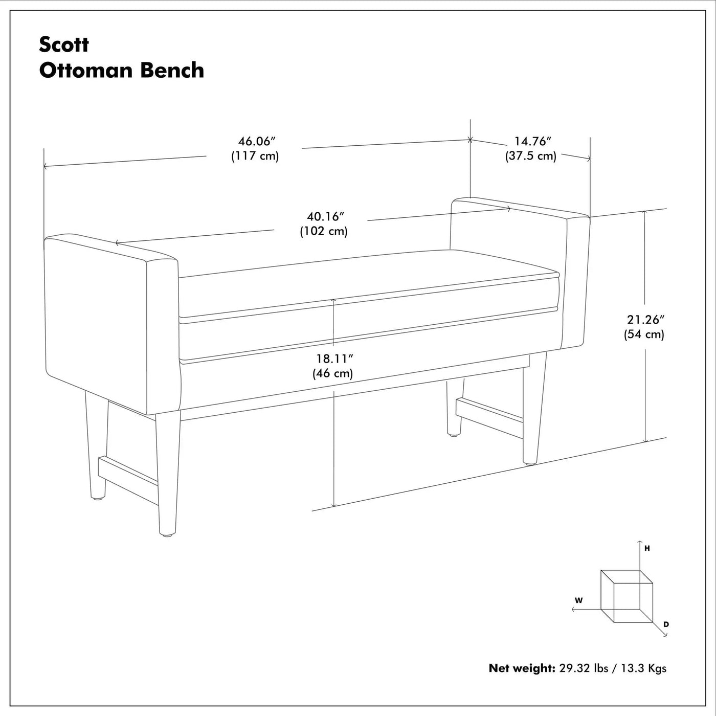 Scott - Upholstered Ottoman Bench by Unique Piece Furniture