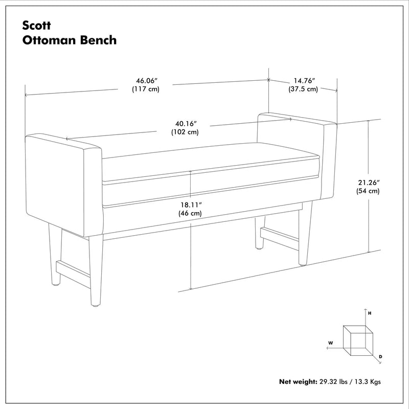 Scott - Upholstered Ottoman Bench by Unique Piece Furniture