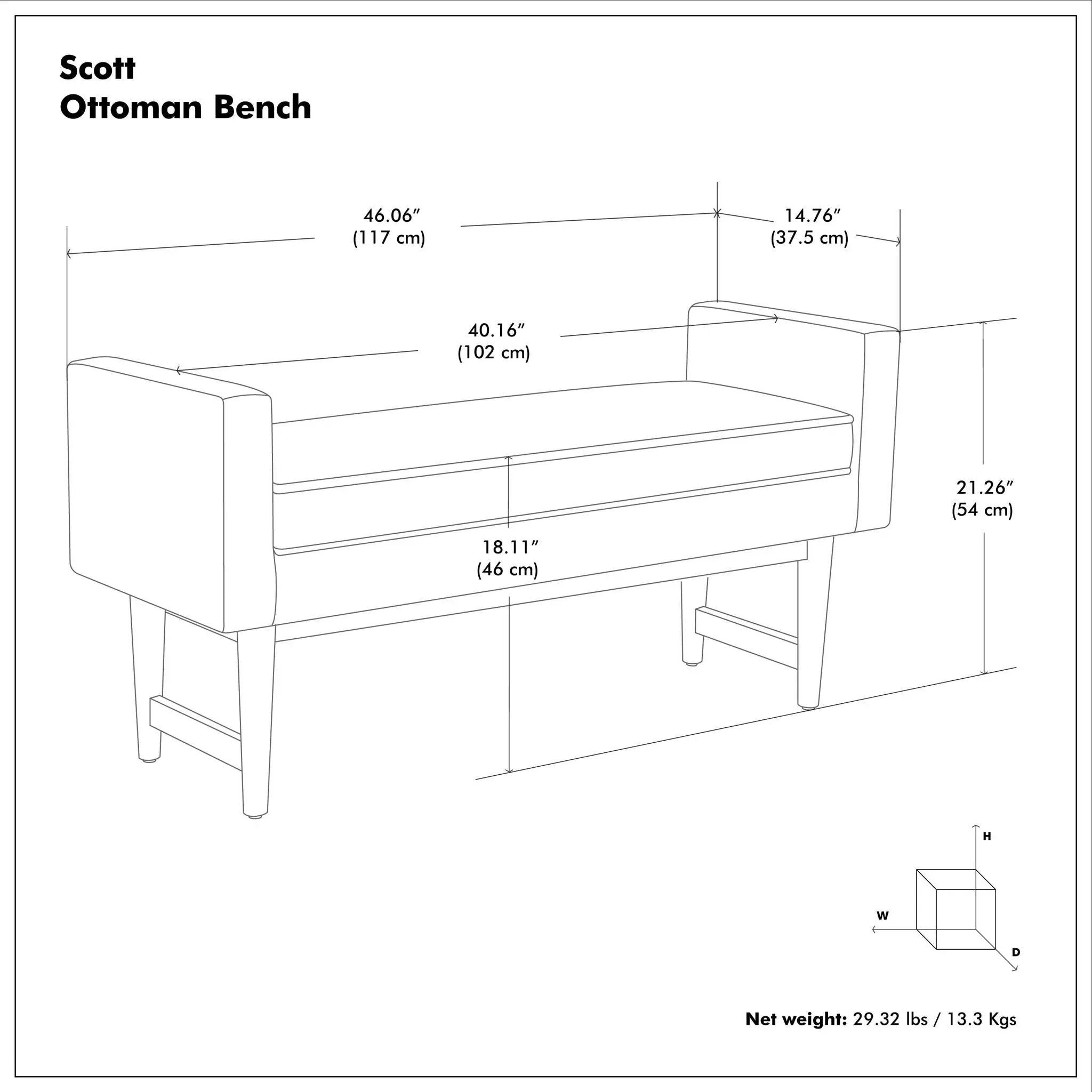 Scott - Upholstered Ottoman Bench by HouseOfZazla