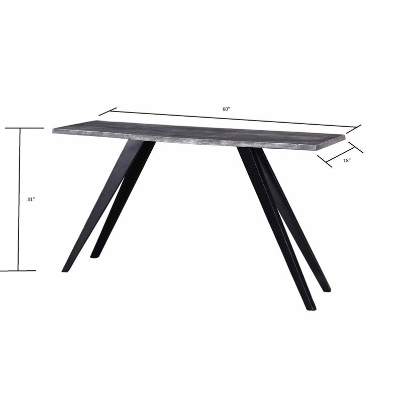 Acacia Wood And Metal Console Table, Live Edge, Angled Legs, Modern Living Room Furniture - Gray / Black by HouseOfZazla