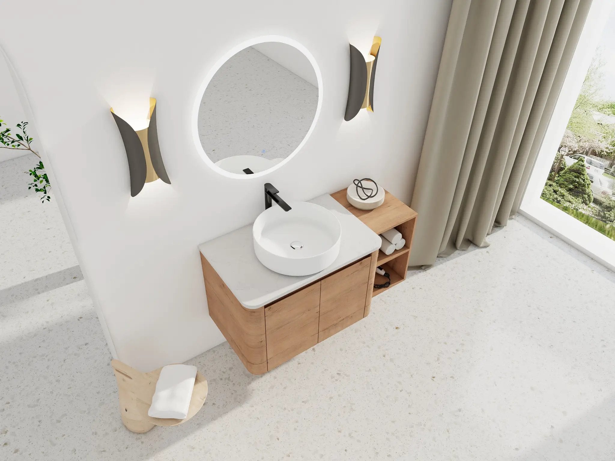 42" Wall-Mounted Bathroom Vanity With Ceramic Art Sink by HouseOfZazla