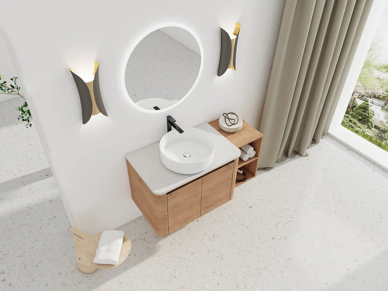 42" Wall-Mounted Bathroom Vanity With Ceramic Art Sink by HouseOfZazla