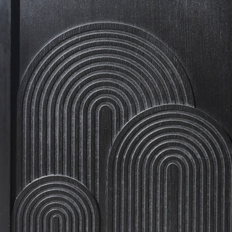 Modern Black Wood Storage Cabinet with Embossed Door by HouseOfZazla