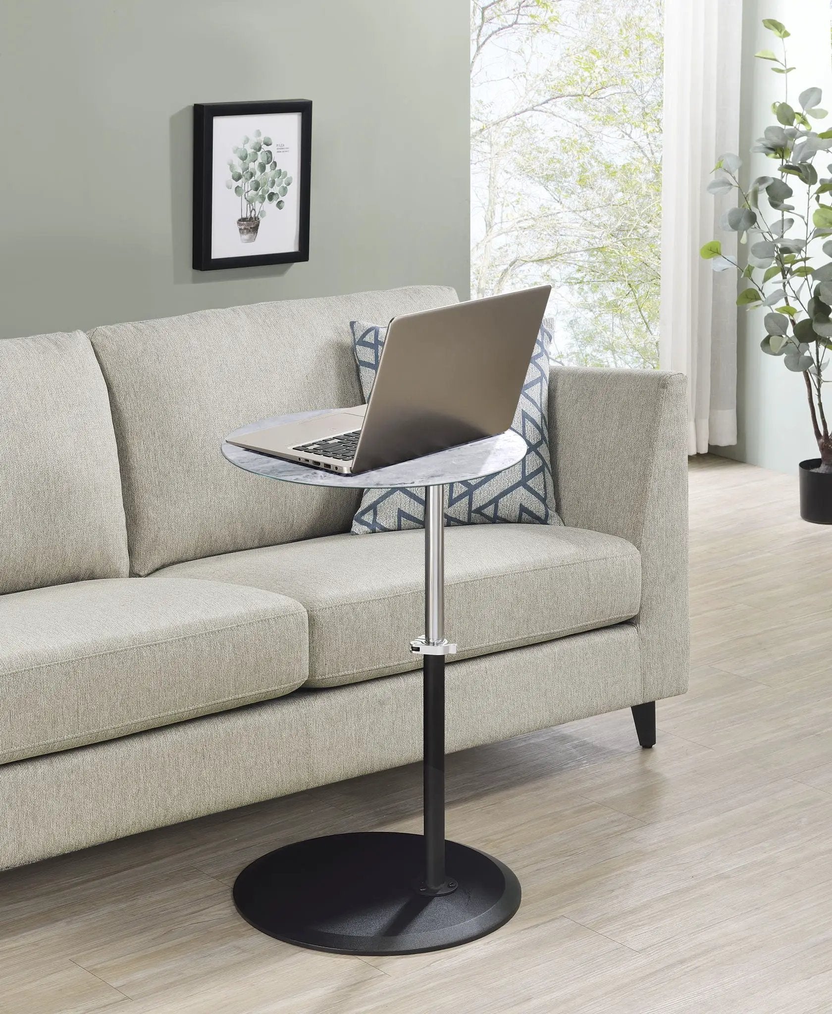 Orbit - 15.5" End Table With Height Adjustable Marble Textured Top by Unique Piece Furniture