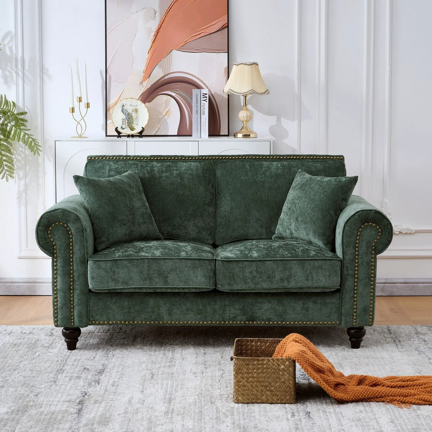2 Seater Sofa With Rolled Arms, Tufted Upholstered Couch by HouseOfZazla