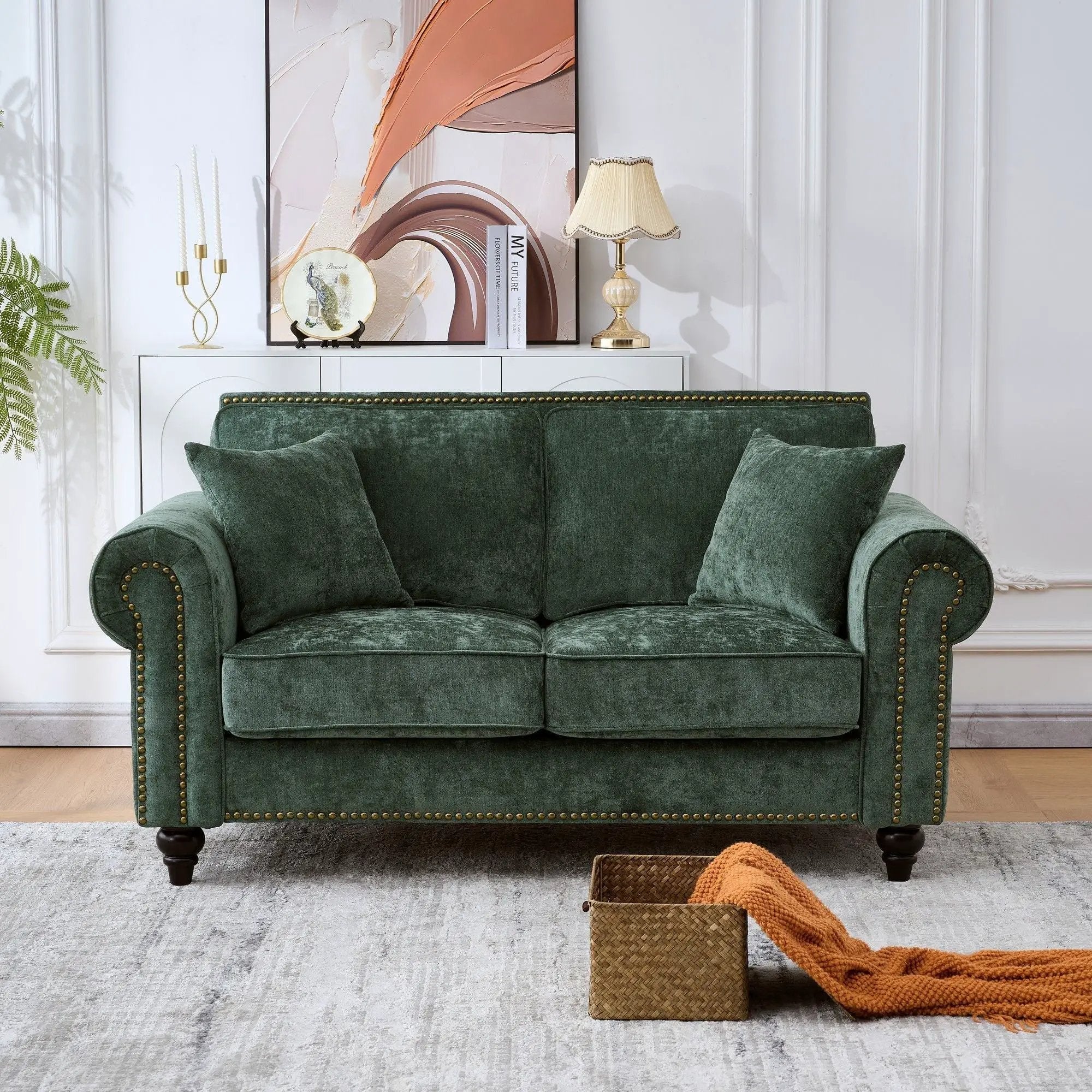 2 Seater Sofa With Rolled Arms, Tufted Upholstered Couch by HouseOfZazla