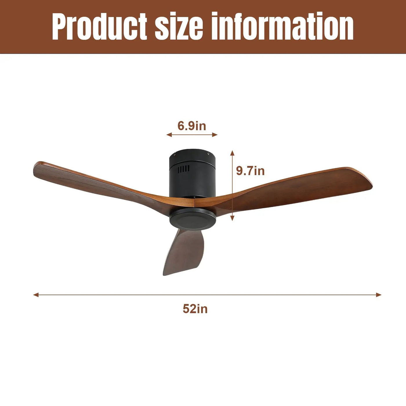 Low Profile Ceiling Fan DC, 3 Blade, Noiseless Reversible Motor, Remote Control by Unique Piece Furniture