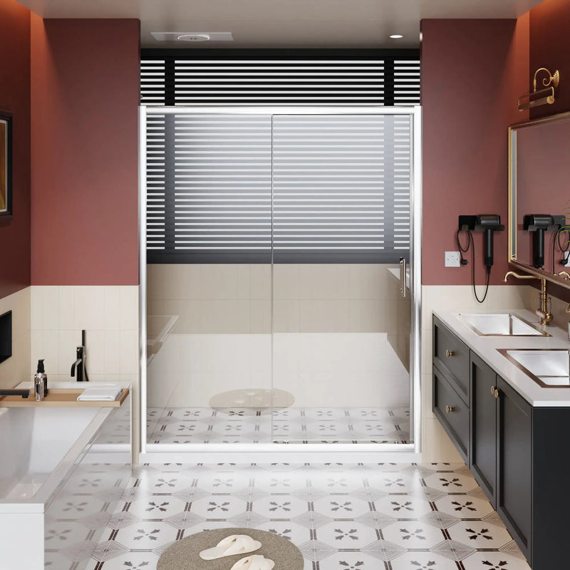 Sliding Shower Door With And Handle - Chrome by HouseOfZazla