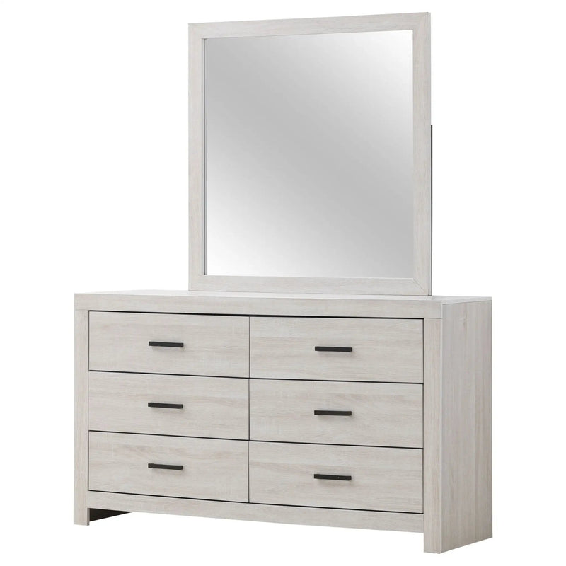 Brantford 6-drawer Dresser with Mirror Coastal White by Unique Piece Furniture
