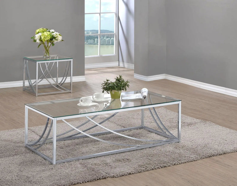Lille 2-piece Glass Top Coffee And End Table Set Chrome by Unique Piece Furniture