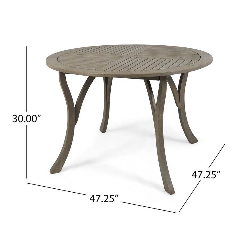 Outdoor Acacia Wood Round Dining Table with Curved Legs by HouseOfZazla